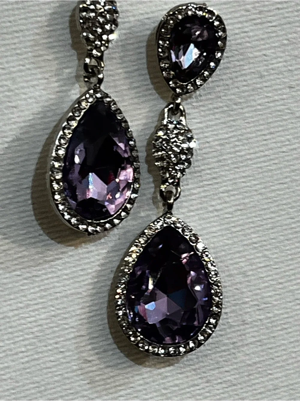 Purple Teardrop Crystal Dangle Earrings - Brand